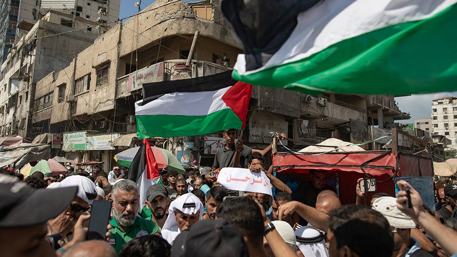 Protesta en la ciudad de Gaza contra la orden de evacuación