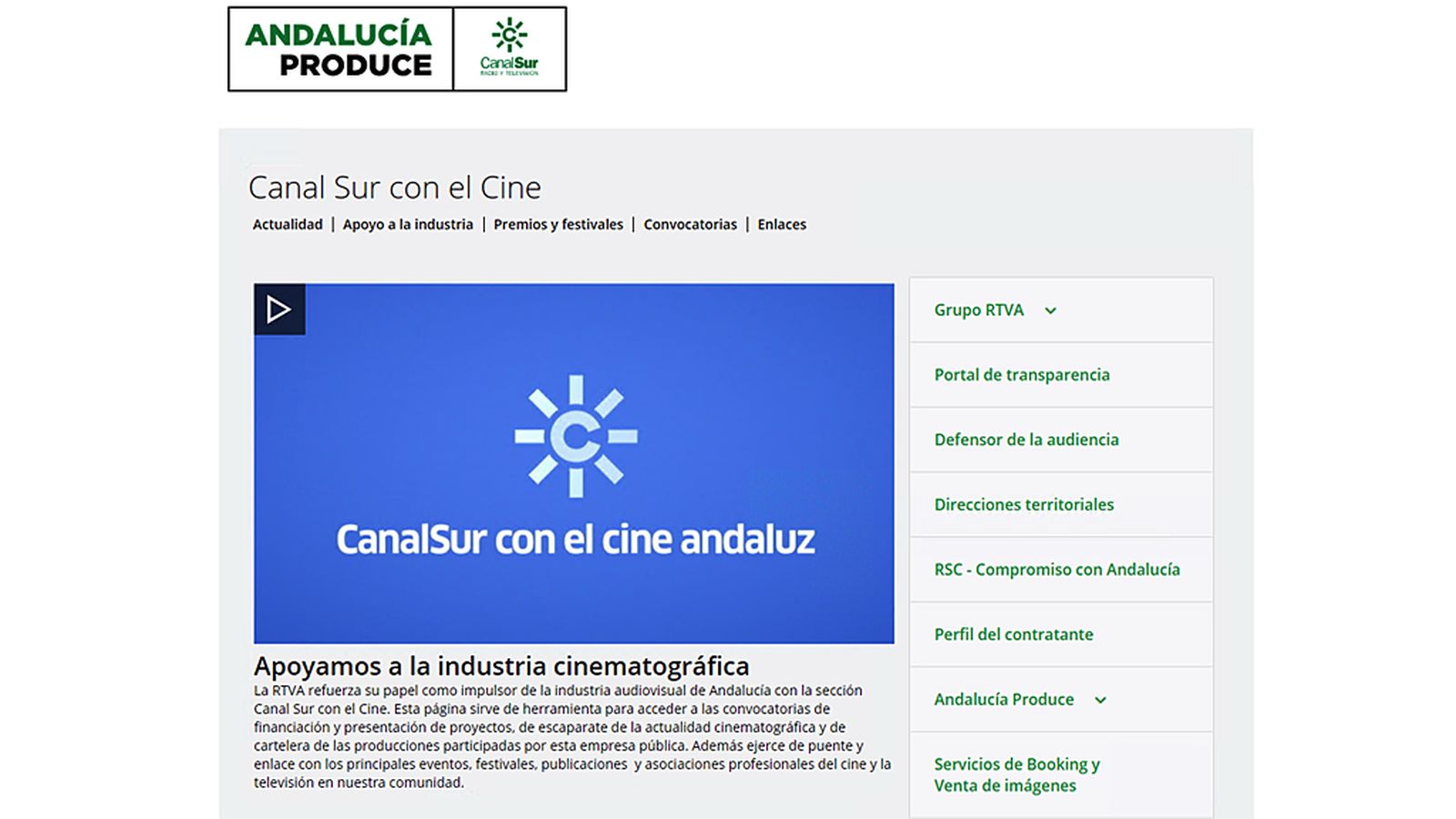 Comunicación Canal Sur con el Cine