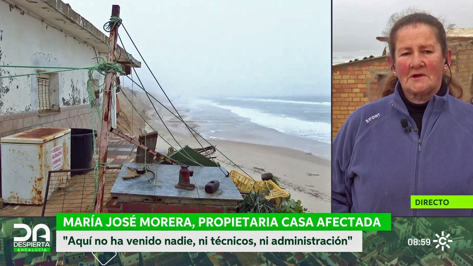María José Morera, vecina de una casa de Matalascañas dañada por los temporales