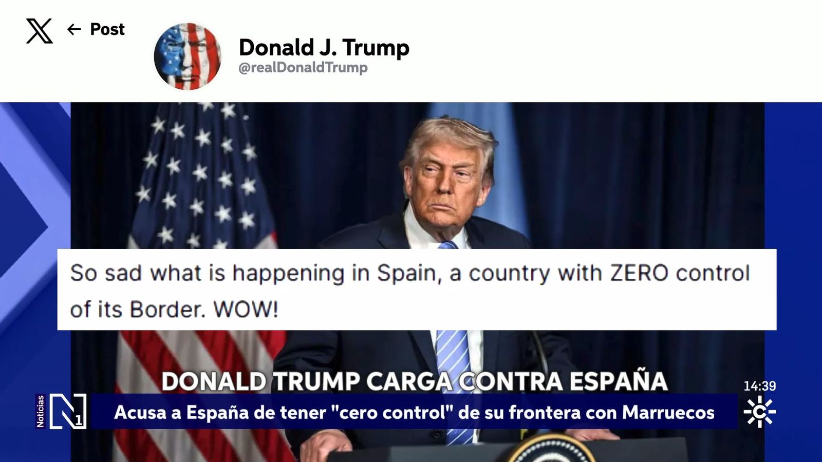 Trump critica el cero control de España sobre la frontera de Marruecos.