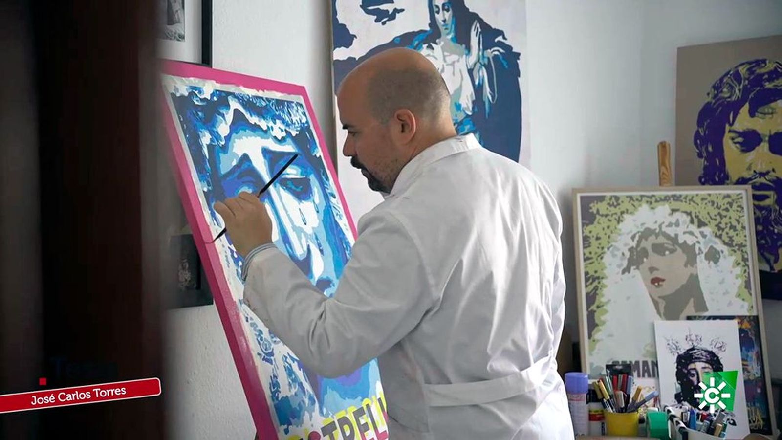 José Carlos Torres y su pintura cofrade con corazón de pop art