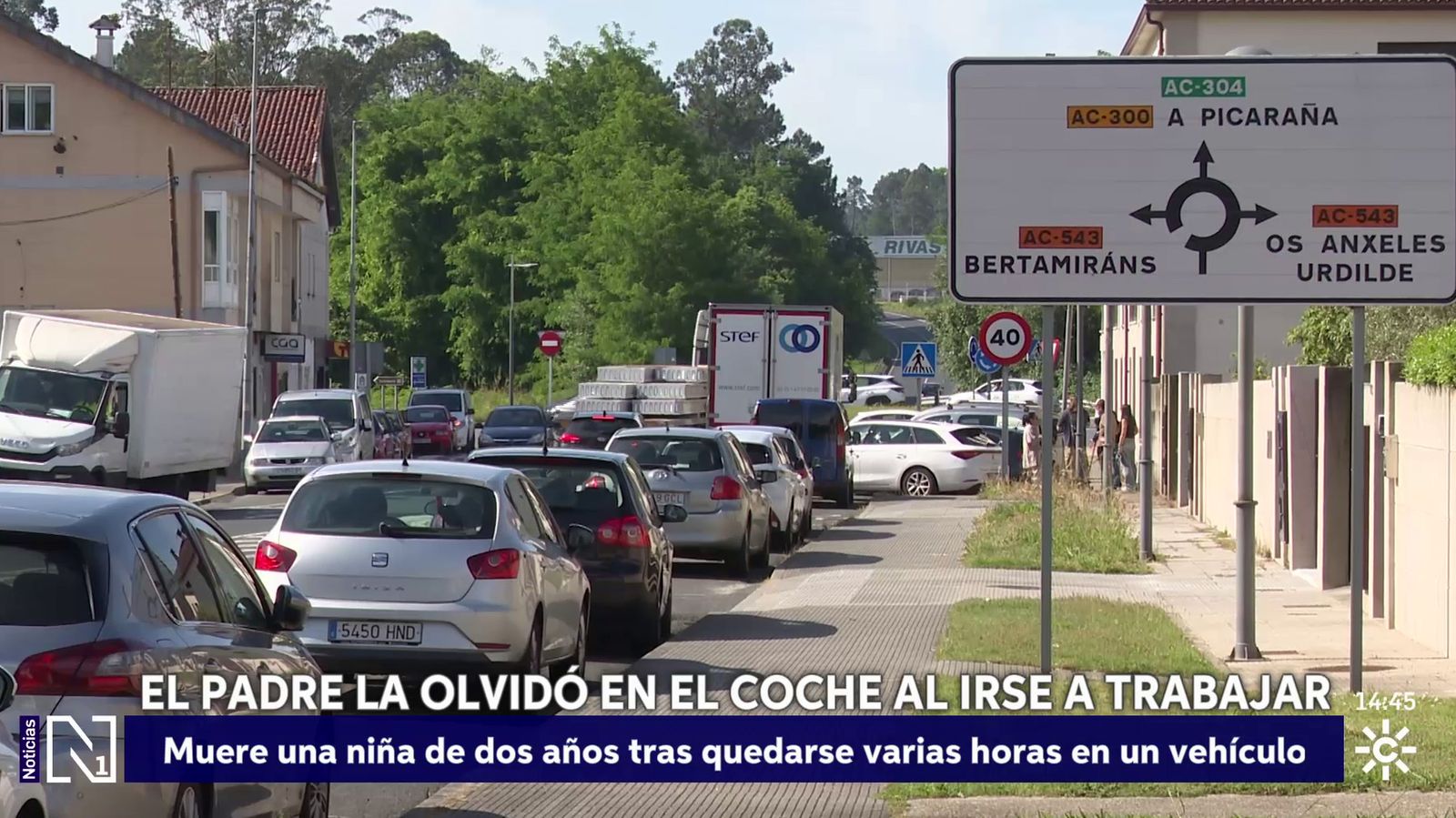 Muere una niña de dos años en Brion olvidada por su padre en un coche