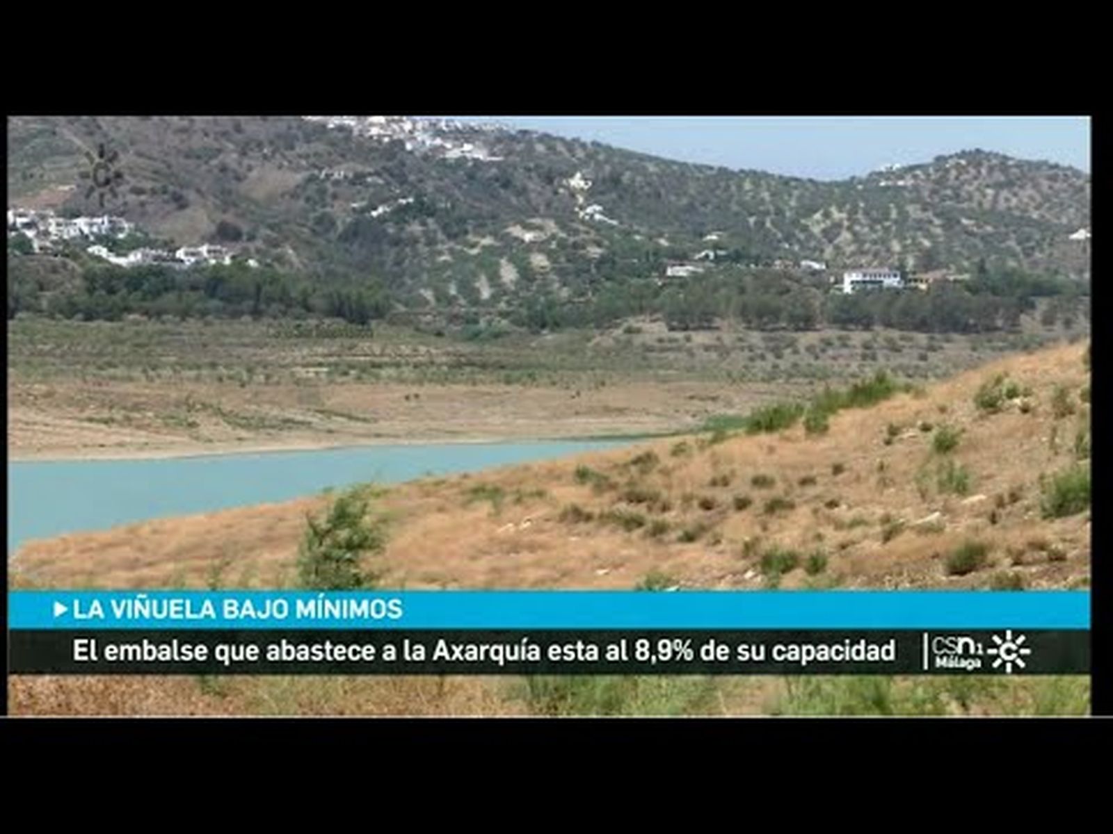 El pantano de la Viñuela en la Axarquía malagueña bajo mínimos