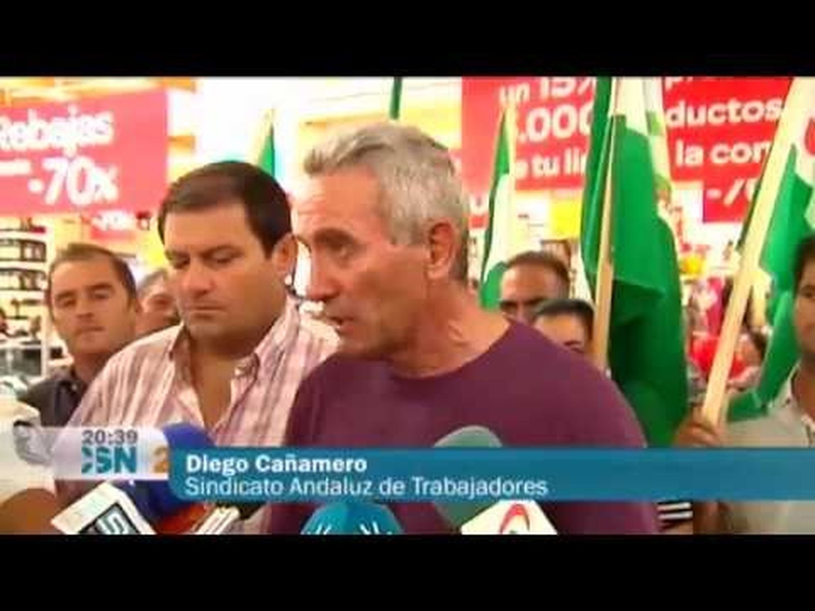 Diego Cañamero y el asalto a un supermercado en Écija por el SAT (2012)