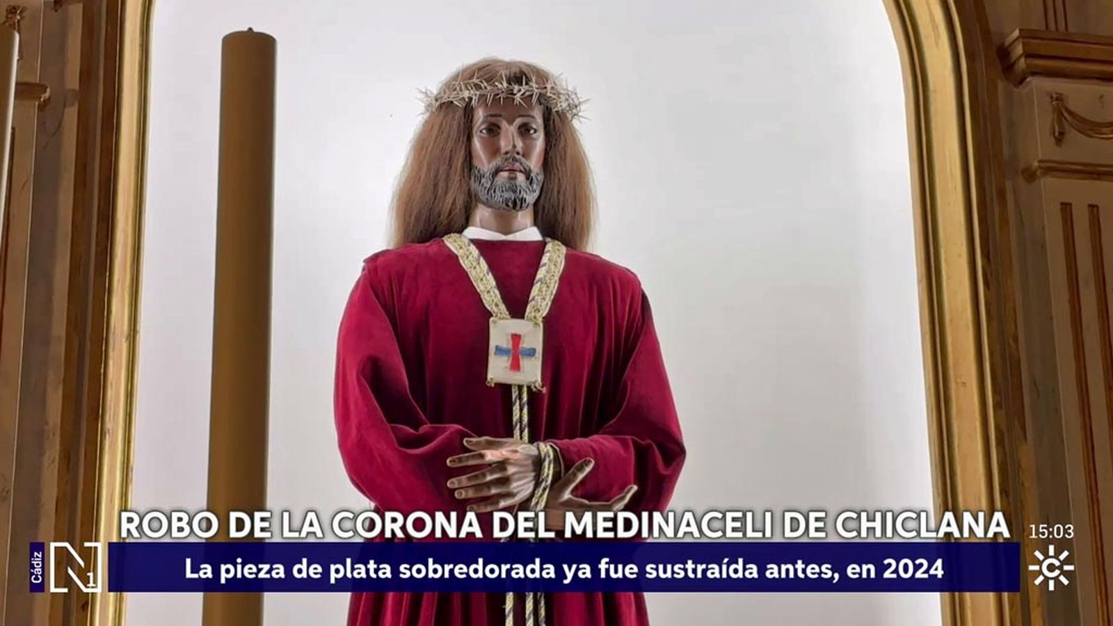 Roban por segunda vez en dos años la corona del Cristo de Medinaceli de Chiclana