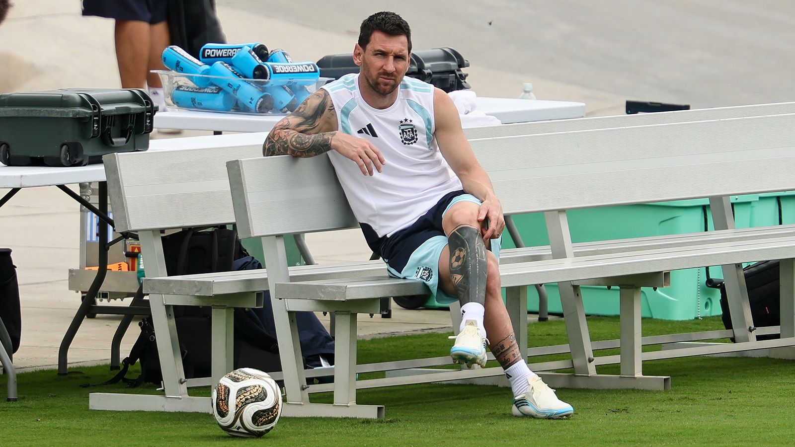 Messi, en un entrenamiento de su selección.