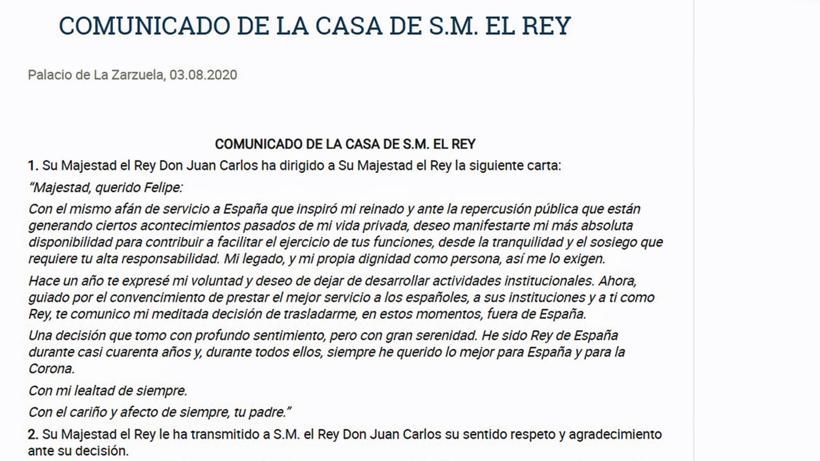 tapa comunicado casa real