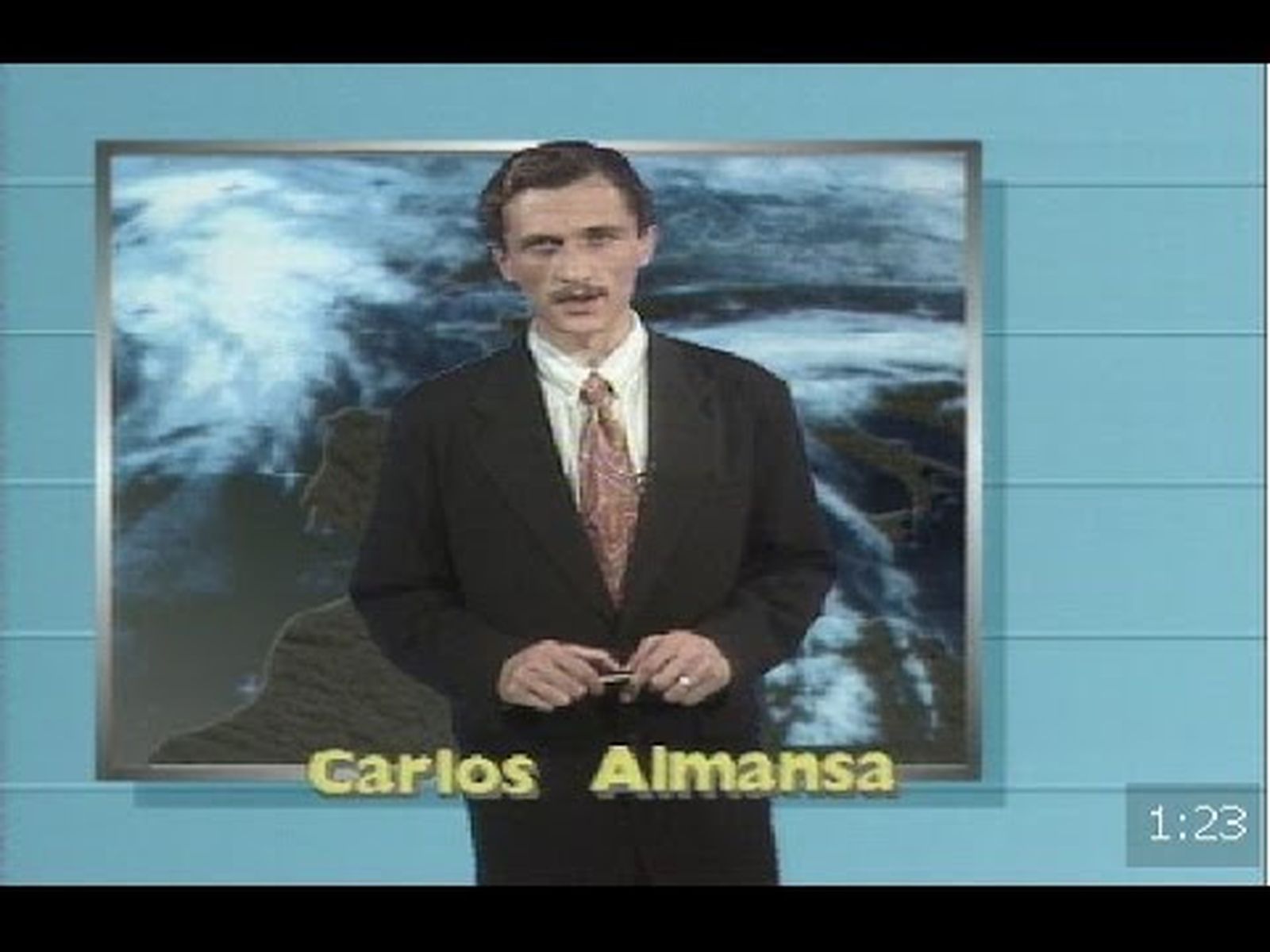 Carlos Almansa y primera cabecera del tiempo de Canal Sur Televisión (1990)