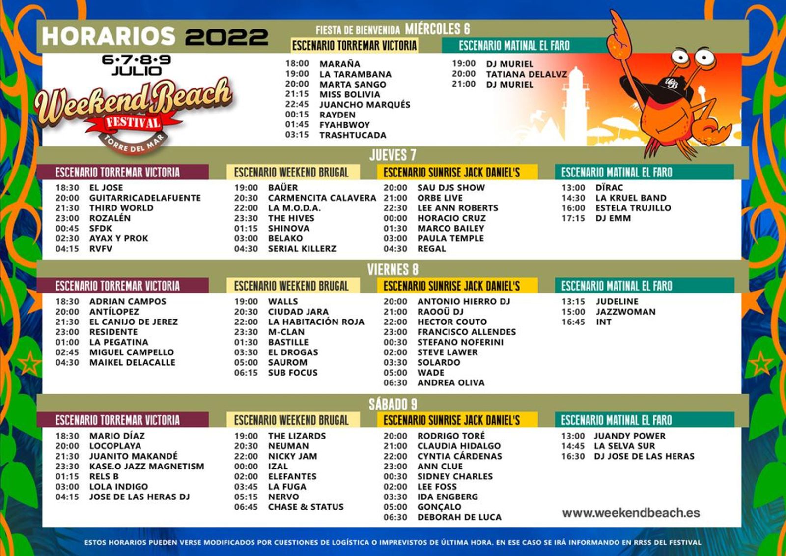 Horarios Weekend
