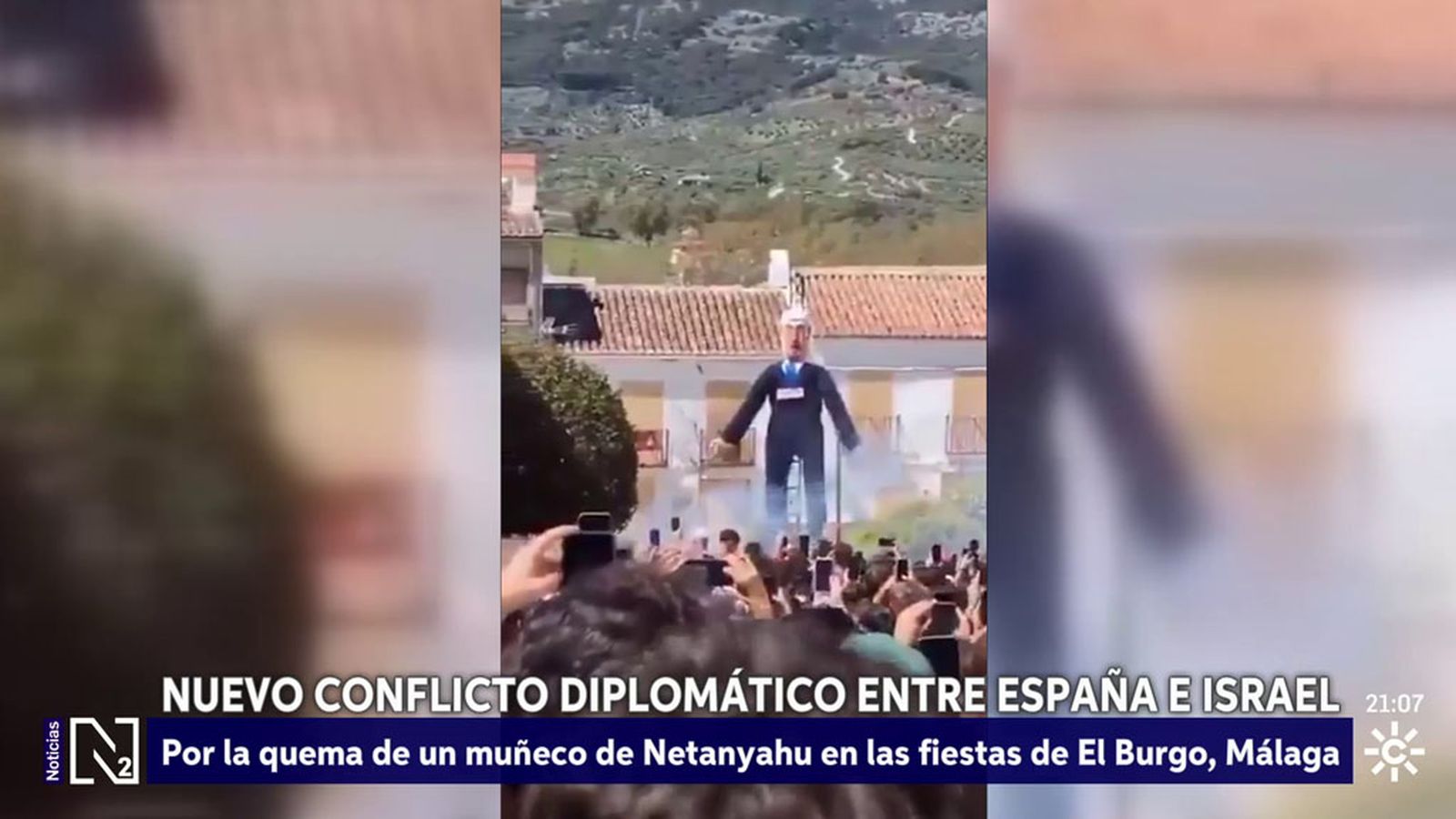 Israel convoca a encargada de negocios española por quema muñeco de Netanyahu en El Burgo