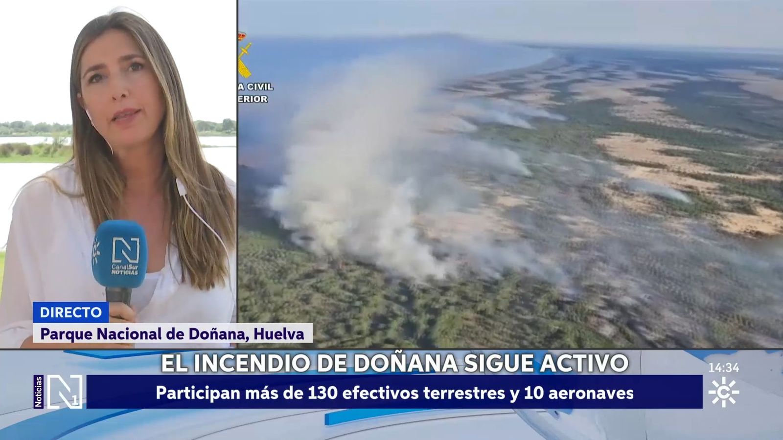 El viento dificulta el trabajo del INFOCA en Doñana