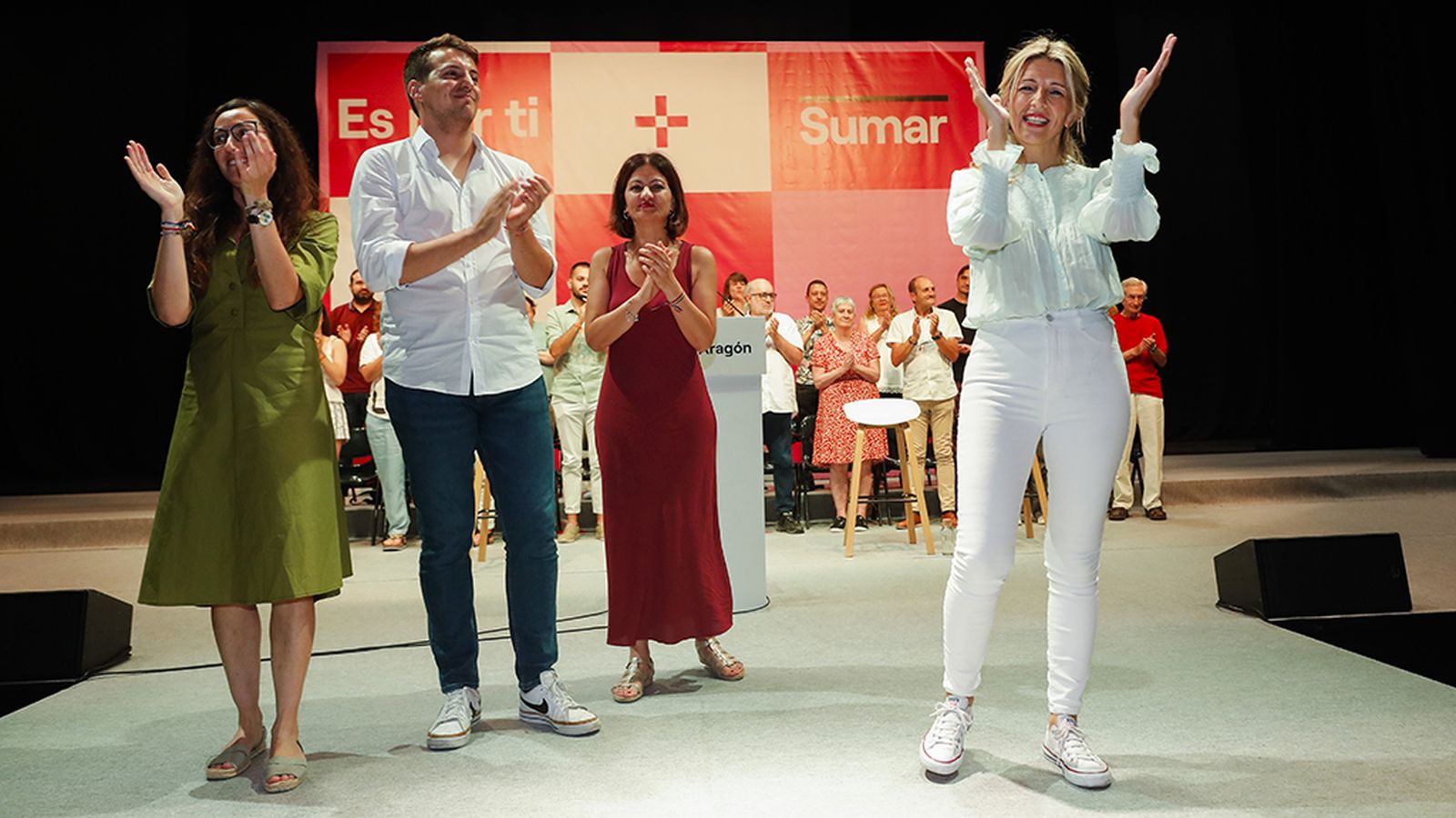 Yolanda Díaz en la torta Sumar del sábado