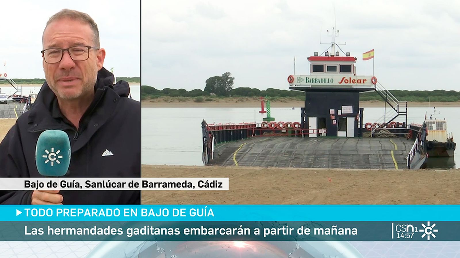 todo listo en bajo de guía para cruzar el Guadalquivir