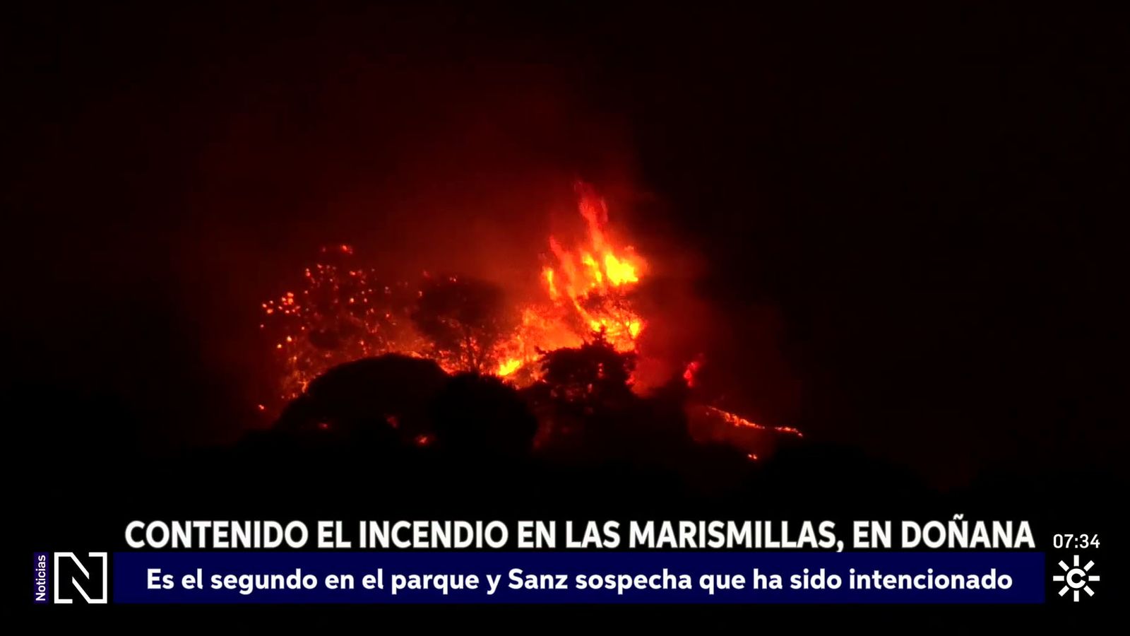 Incendio en Doñana en el paraje de las Marismillas