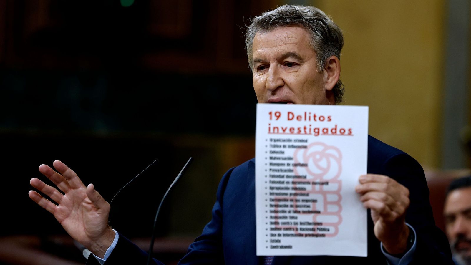 Alberto Núñez Feijóo en el debate parlamentario con Pedro Sánchez