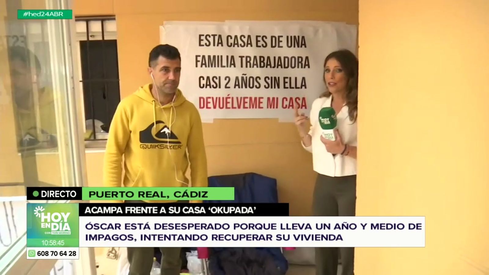 Óscar acampa ante su propio apartamento intentando echar a los inquiokupas