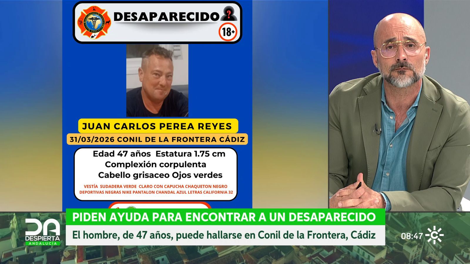 Piden colaboración ciudadana para encontrar desaparecido en Conil