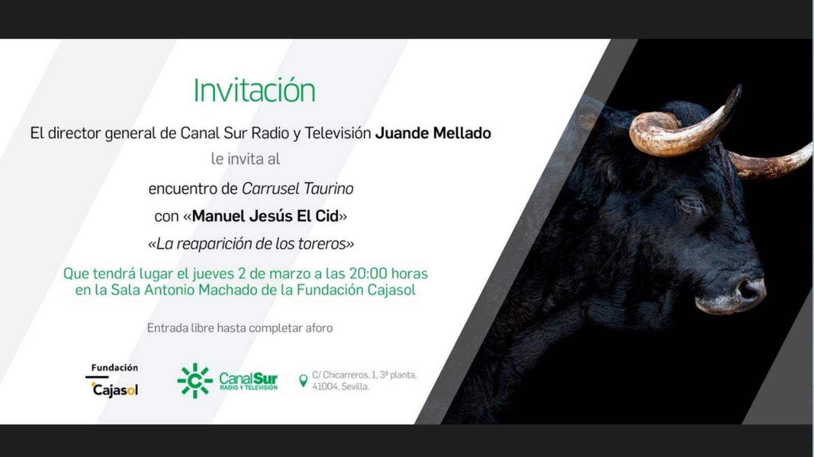 Invitación Foro Carrusel Taurino 02/03/23