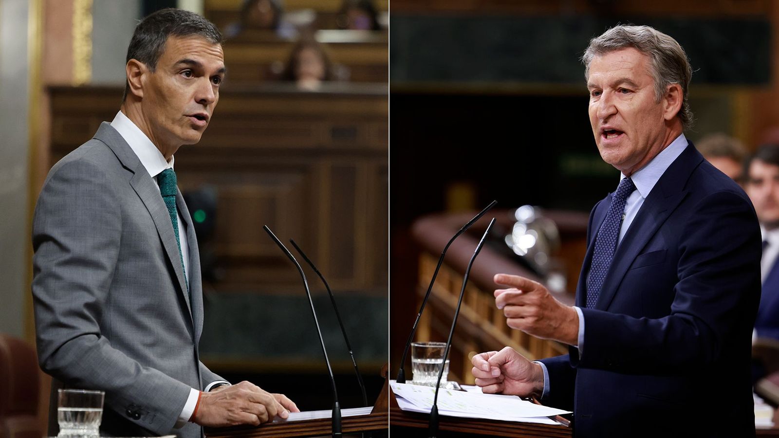 Sánchez y Feijóo durante el debate en el Congreso.