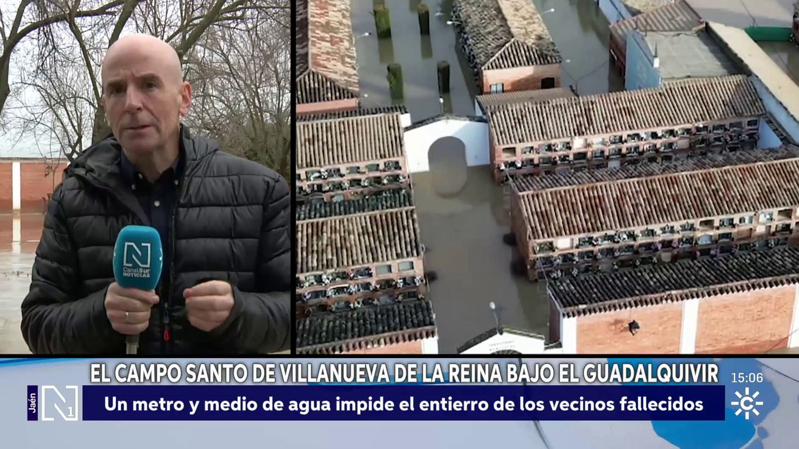 El Guadalquivir se traga el cementerio de Villanueva de la Reina