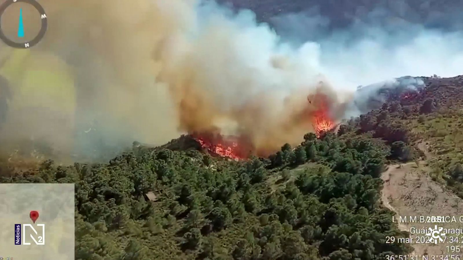 Estabilizado el incendio forestal en Los Guájares que obligó a movilizar 4 medios aéreos