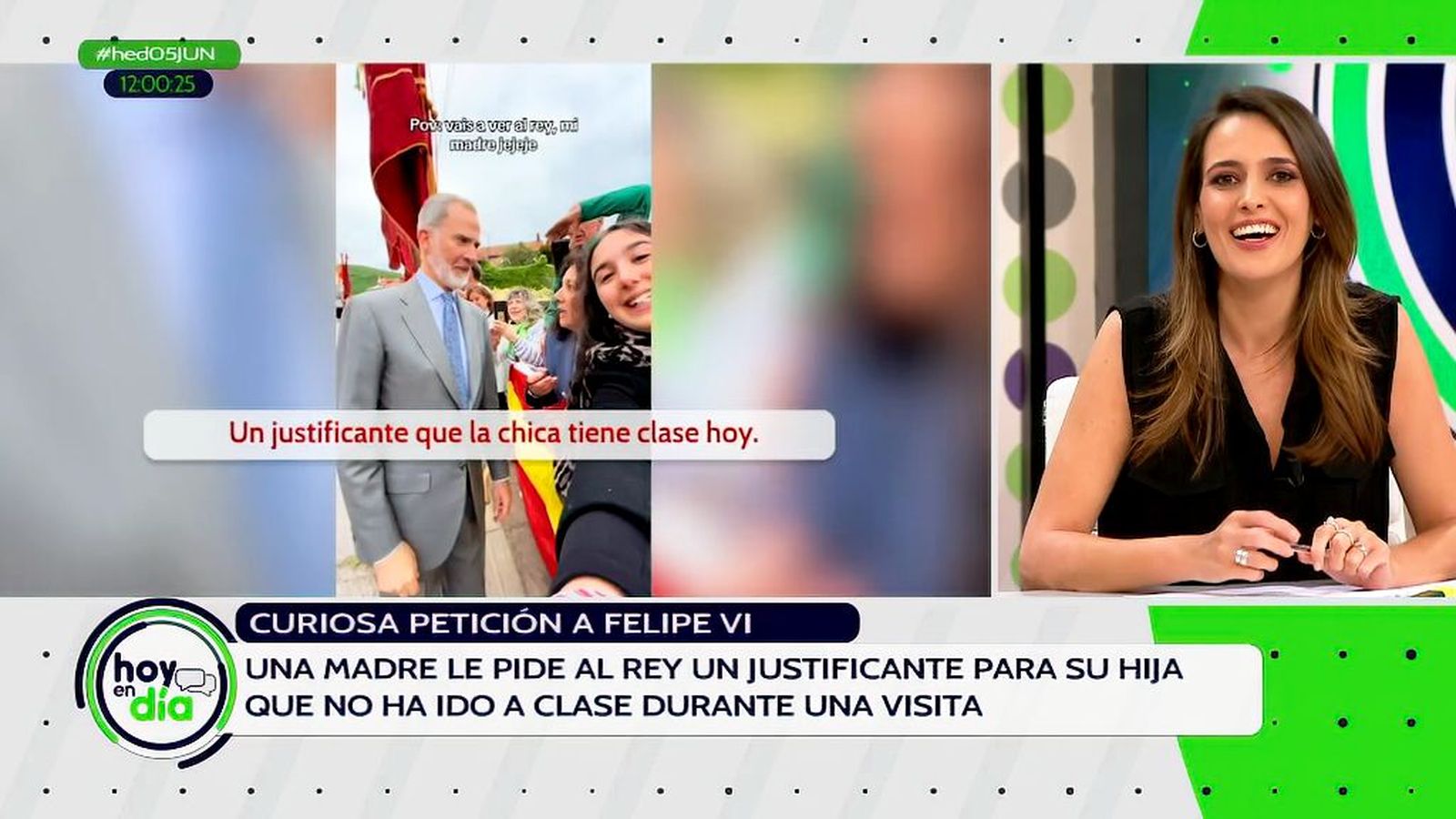 Le pide un justificante al Rey para su hija que fue a verle en una visita durante horas de clase