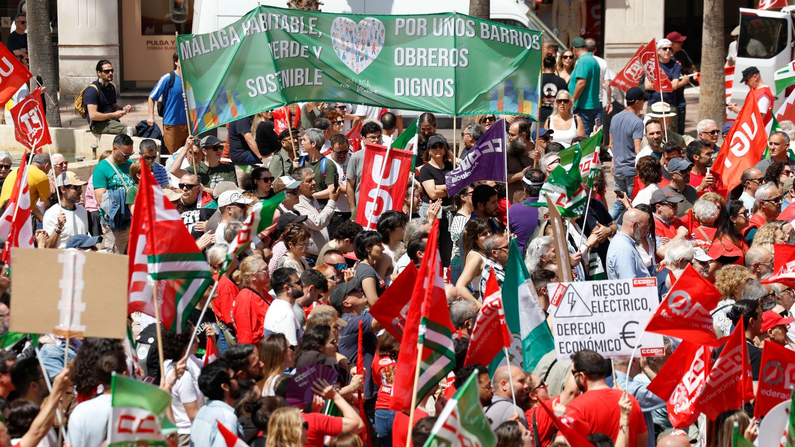 Manifestación del Primero de Mayo en Málaga