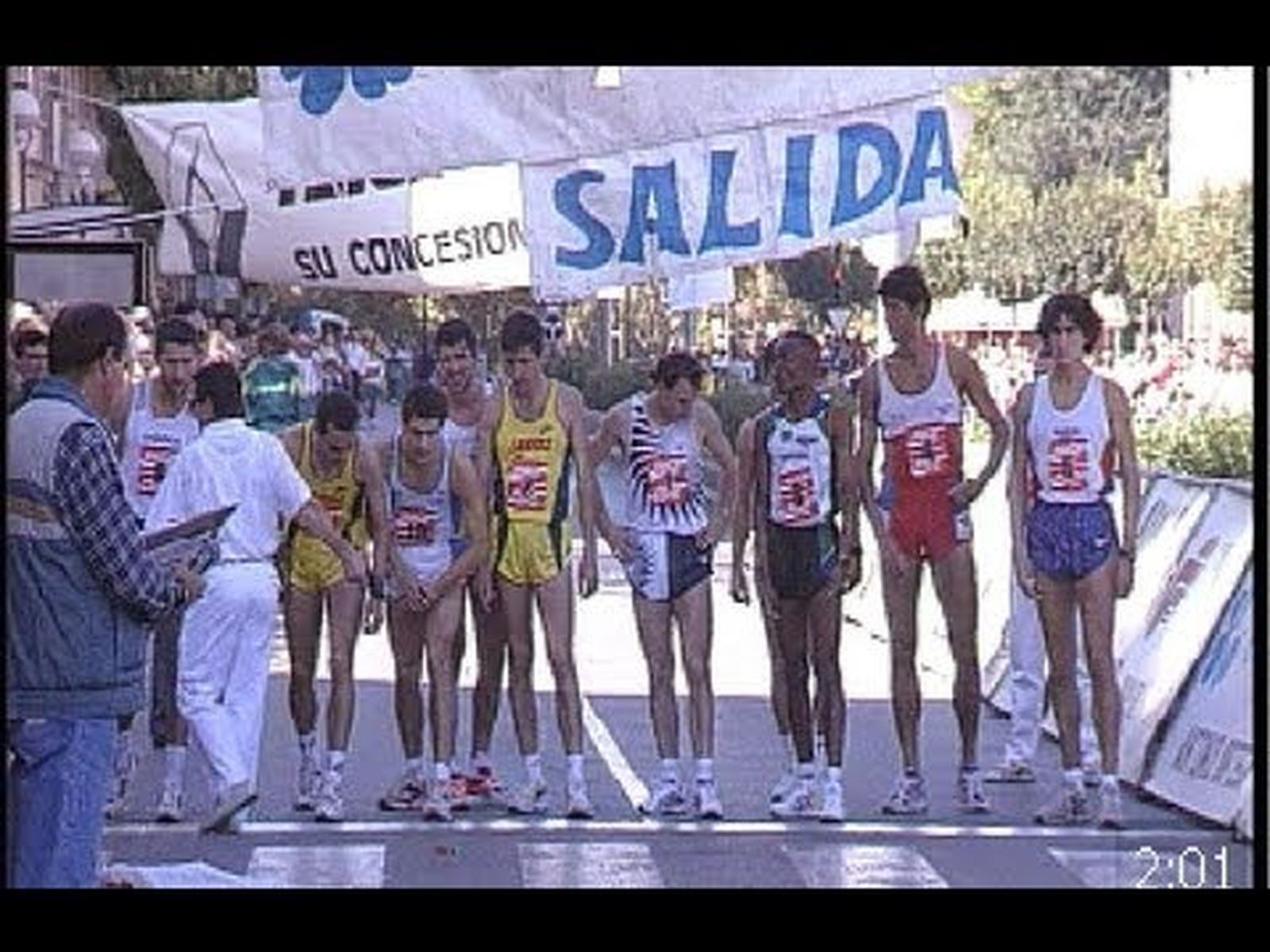 Fermín Cacho y Manuel Pancorbo en la IX milla urbana de Atletismo (Feria Jaén 1996)