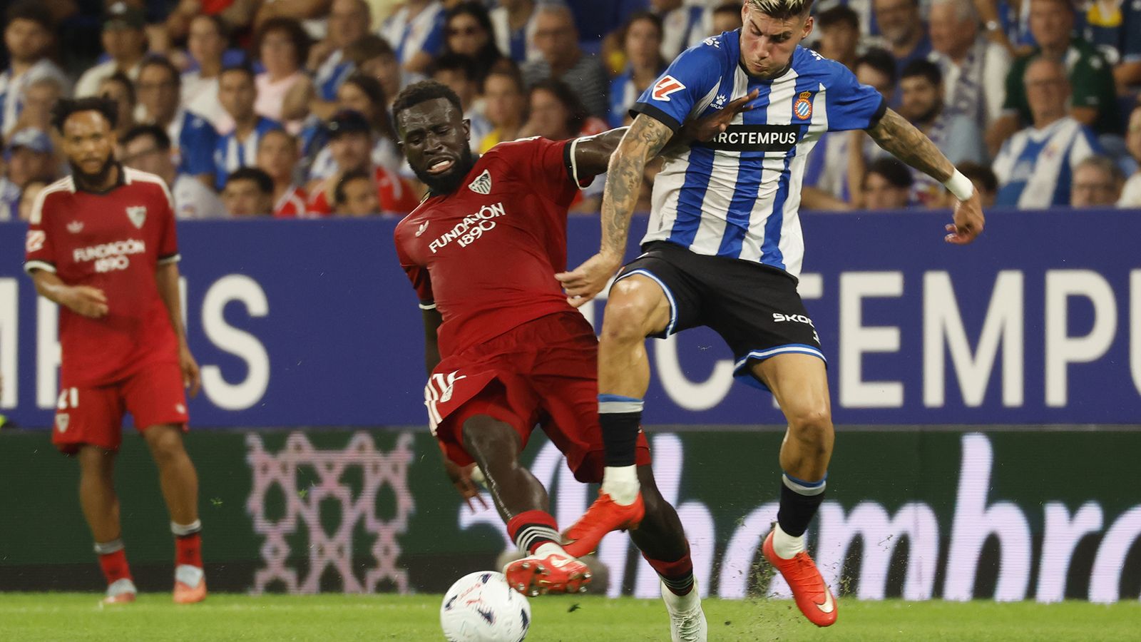 Sangante, durante el partido.