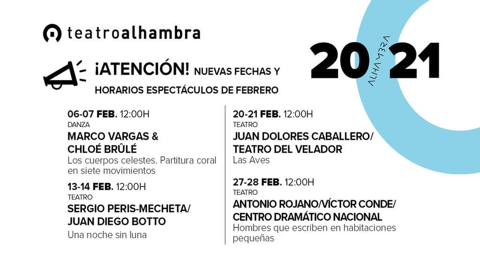 Programación Teatro Alhambra Febrero 2021