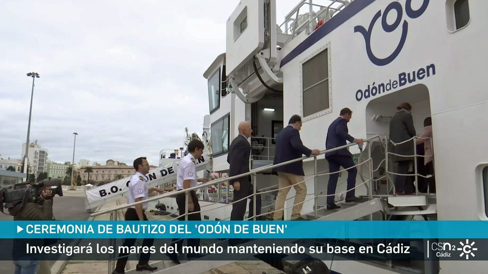 Bautizado en Cádiz el Odón de Buen, el buque oceanográfico más grande y avanzado de España