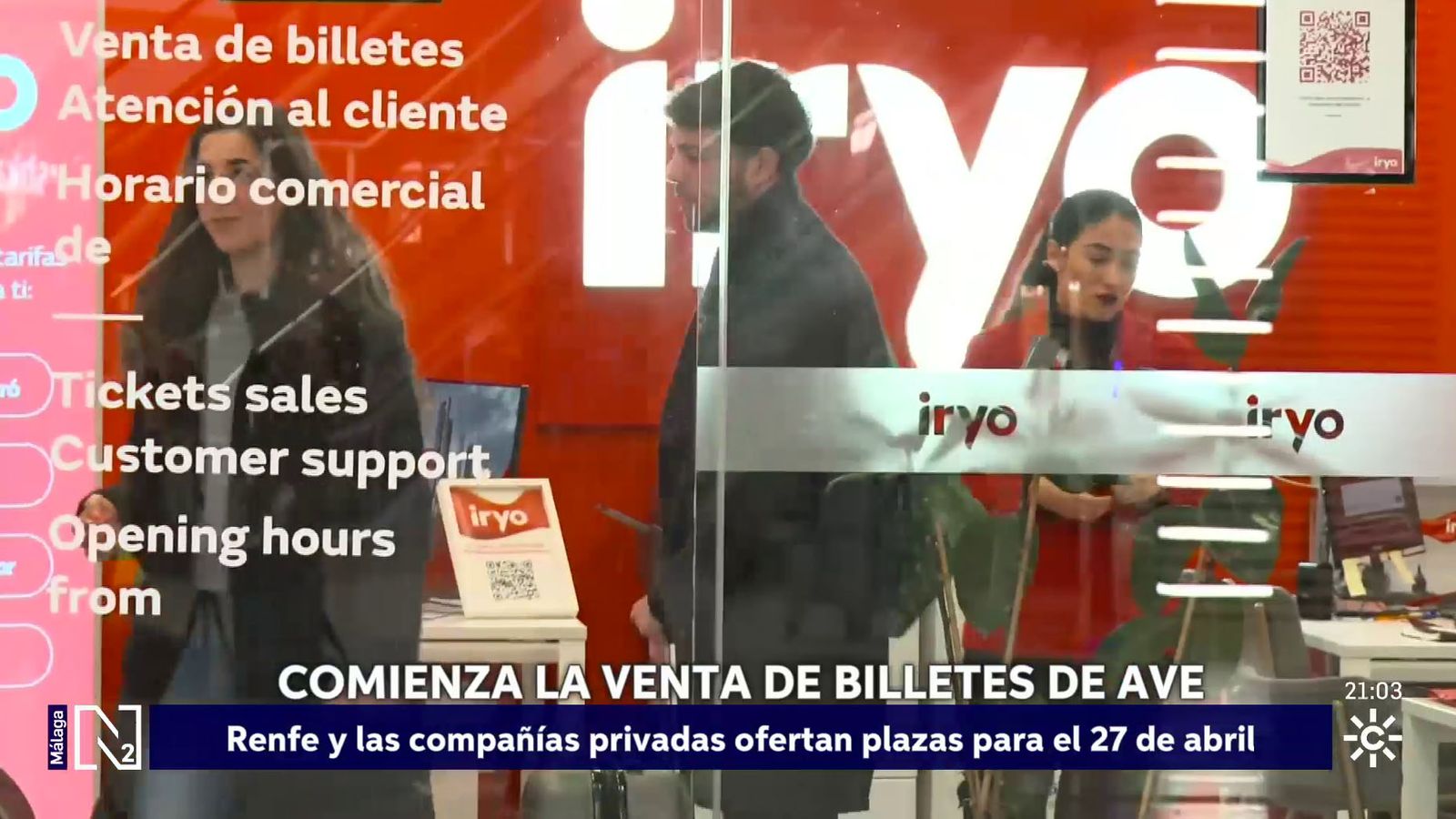 Venta de billetes de AVE a Málaga para el 27 de abril
