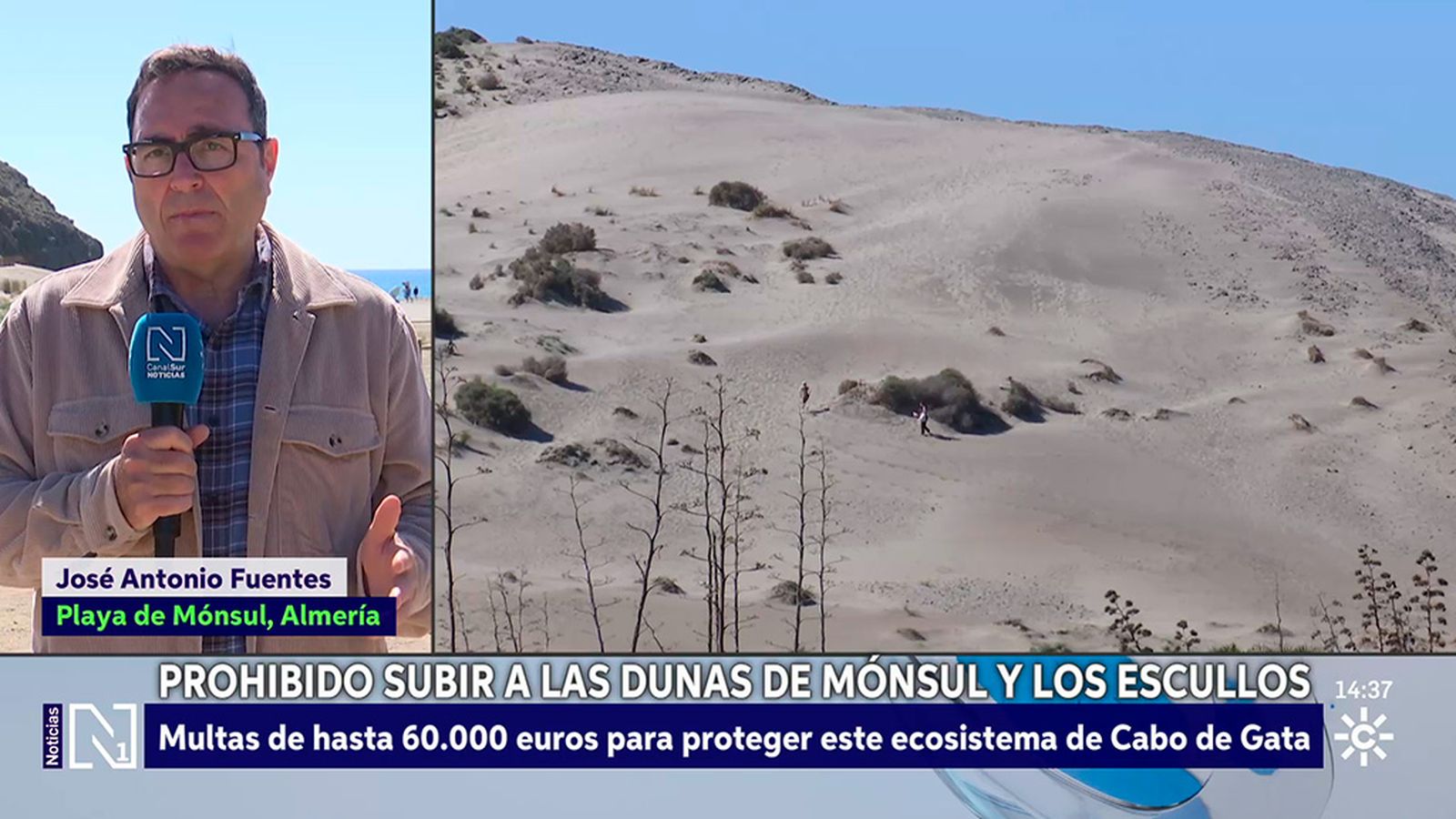Prohibido subir a las dunas del cabo de Gata