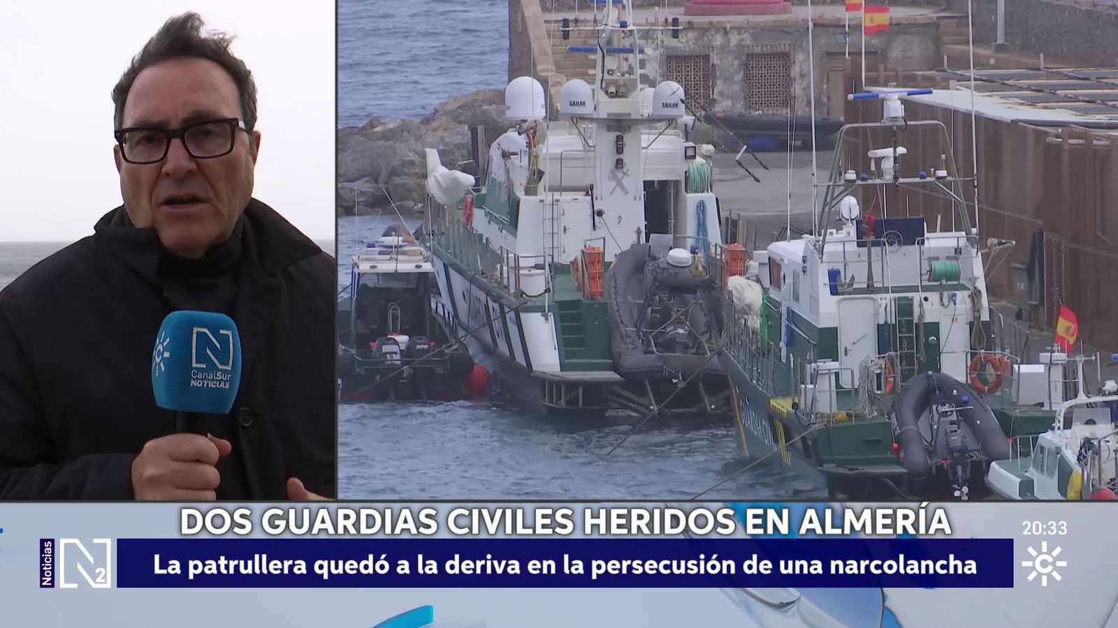 Dos guardias civiles heridos en Almería en una persecución a narcolanchas