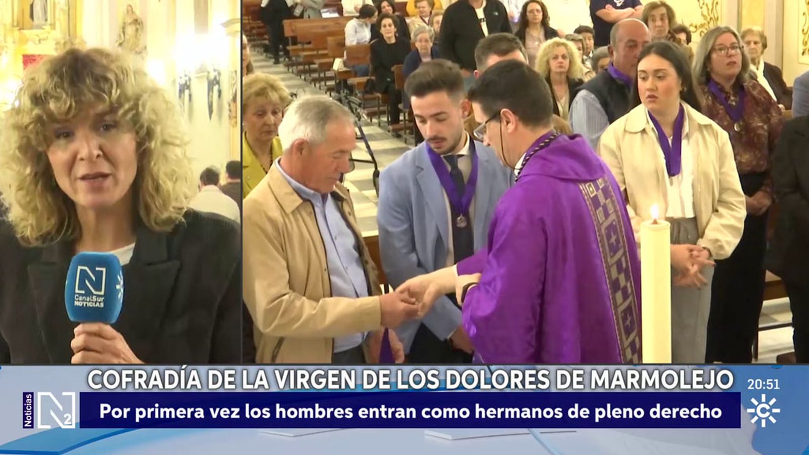 la cofradía de la virgen de los Dolores ha permitido por primera vez la entrada de hombres como hermanos de pleno derecho