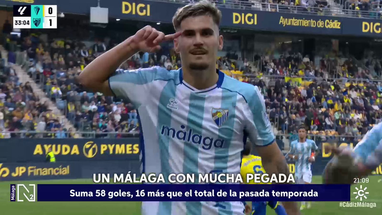 El Málaga suma 58 goles, 16 más que el total de la pasada temporada
