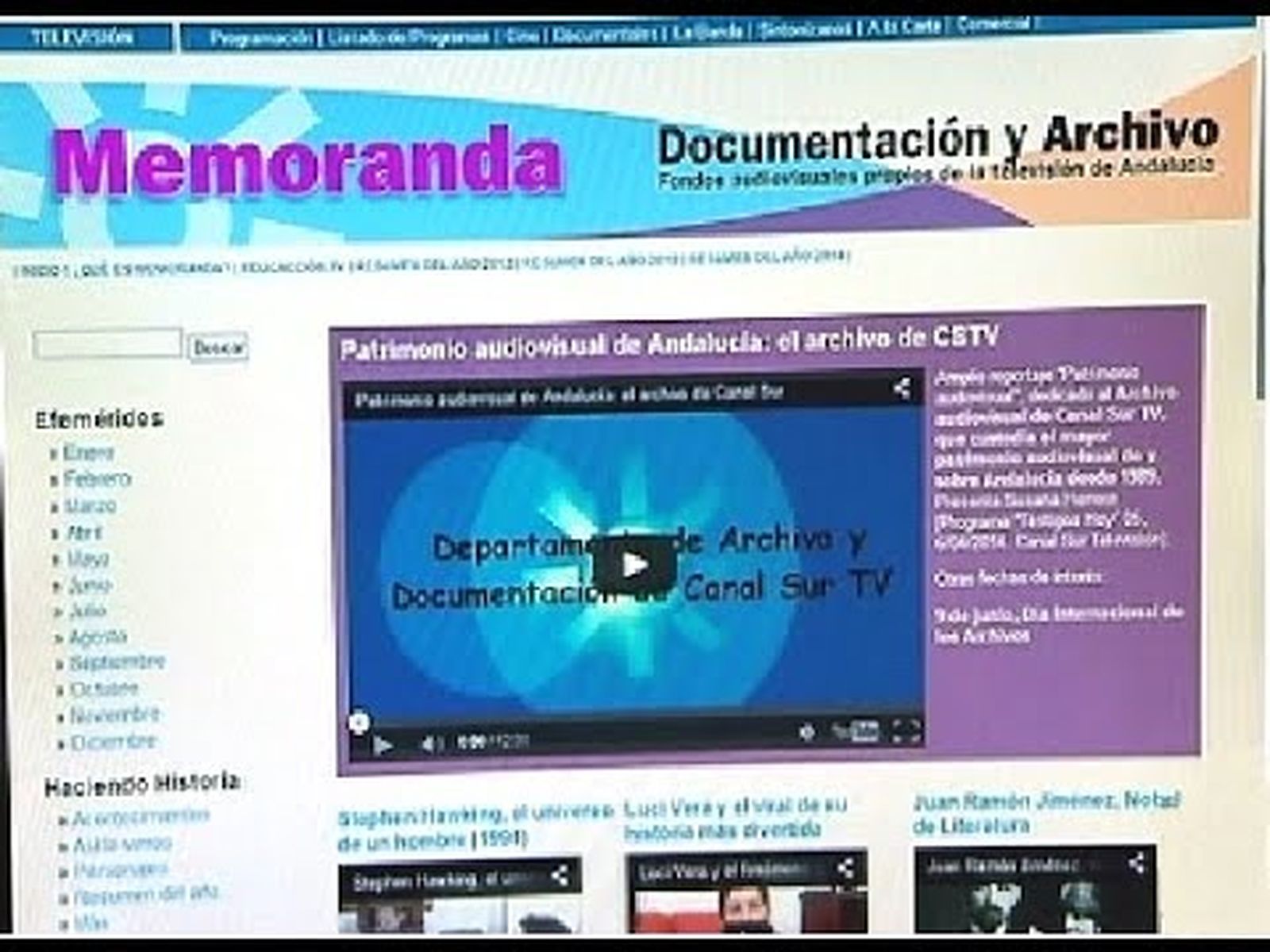 Memoranda, el blog del Archivo de Canal Sur, cumple tres años