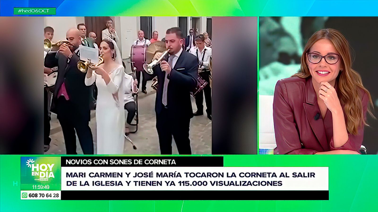 Una boda tocando los desposados la corneta a pleno pulmón