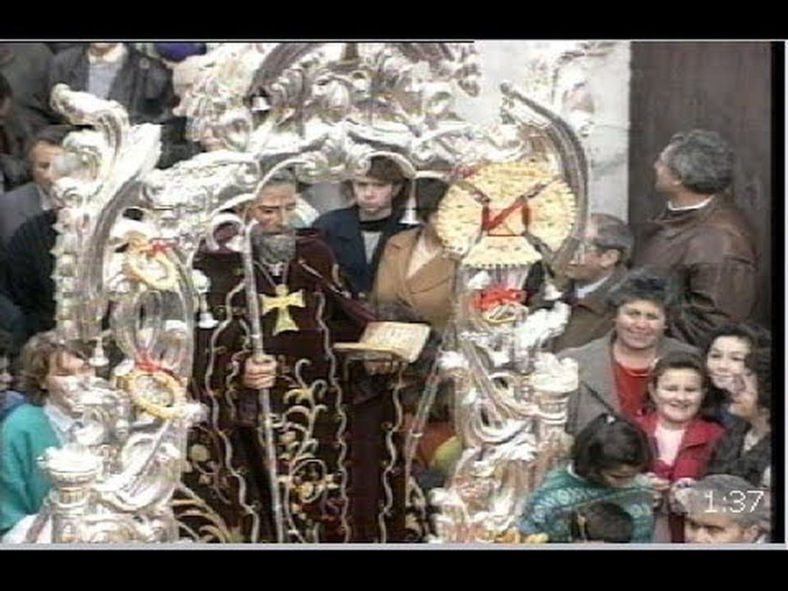 Fiesta de San Antonio Abad, patrón de Trigueros, en 1990