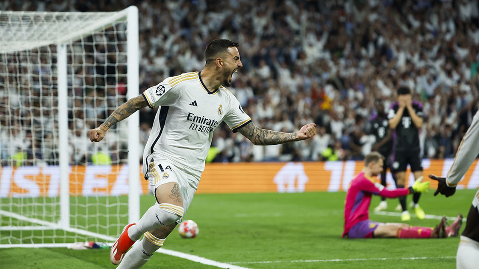 Joselu celebra el gol del Madrid en la Champions