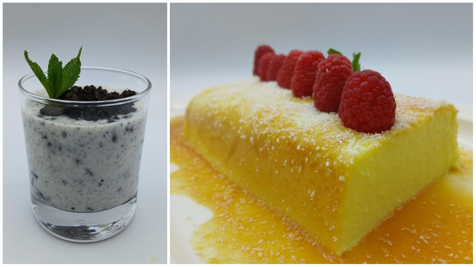 Tarta de galletas y flan de piña colada en "Cómetelo"