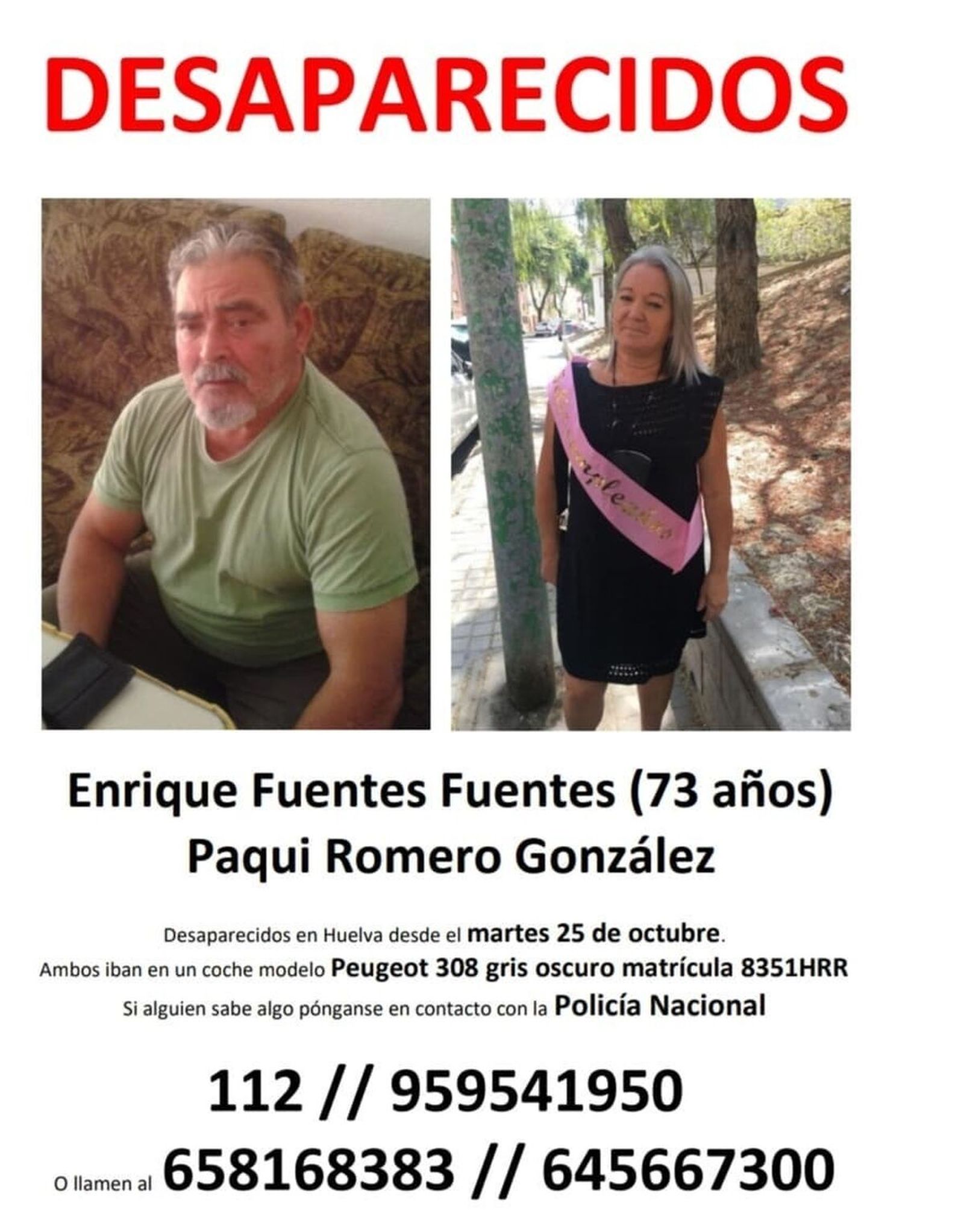 Cartel de los desaparecidos en Huelva